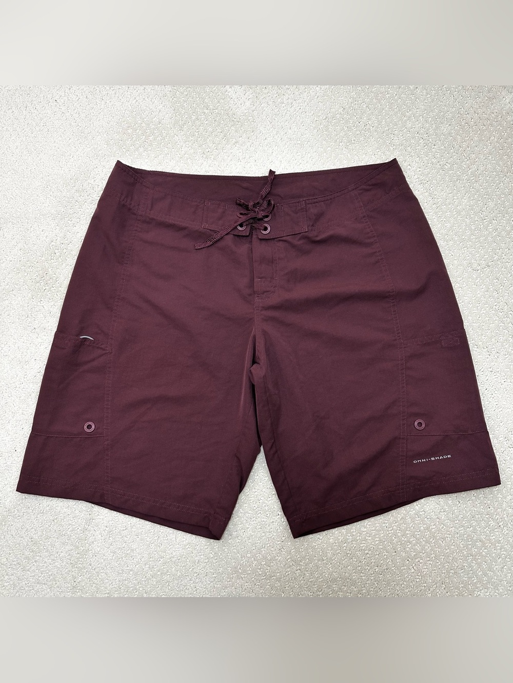 Columbia Omni-Shade Deep Maroon Performance Board Shorts Women’s 14 Beach